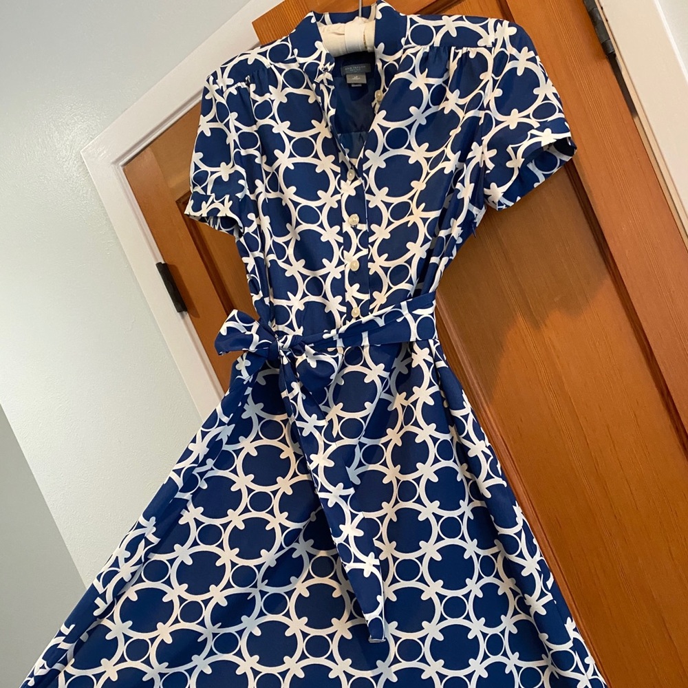 Ann Taylor 6 petite blue and white dress